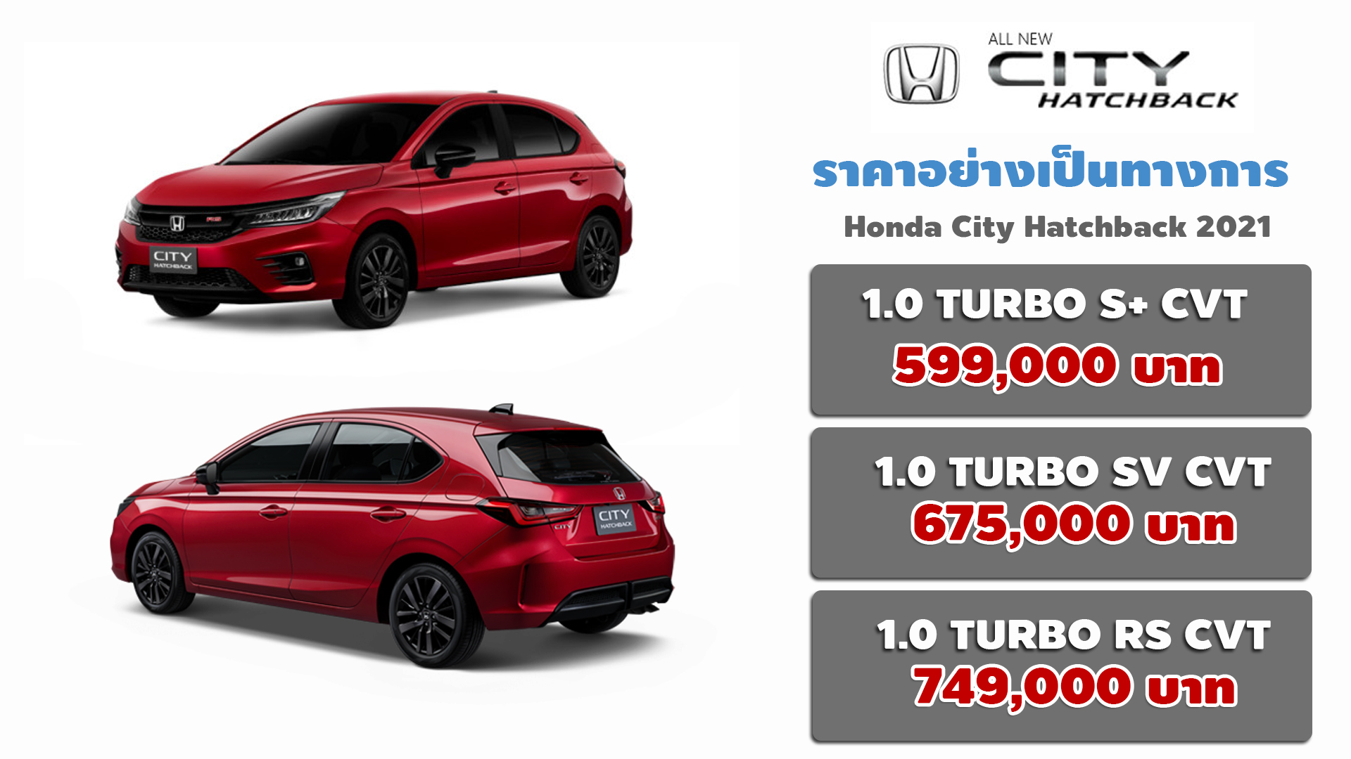 เปิดตัวรถใหม่ Honda City Hatchback S+ ปี 2024